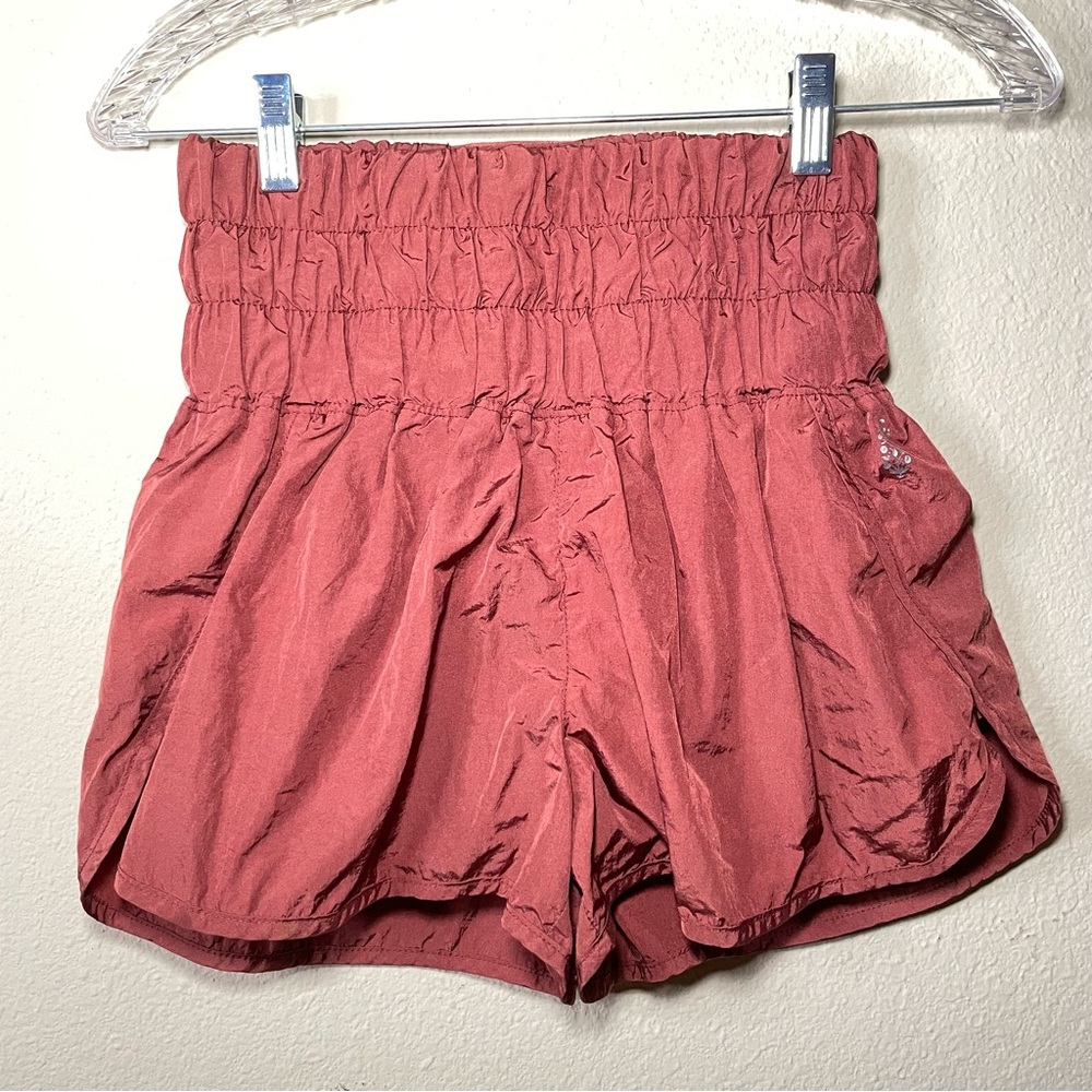 Free People Movement The Way Home Shorts Womens Size Small burgundy High Waist‎